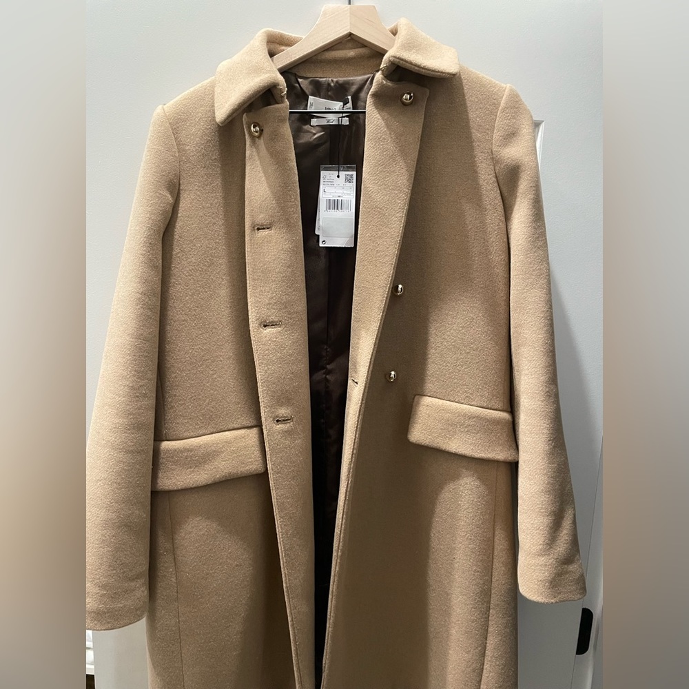 Brand New with tags Mango Wool tan/beige coat